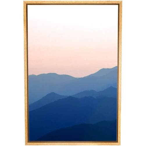 Ashbrook Framed Canvas Print Wall Art Hazy Sunset Over Purple Mountain Range Nature Wilderness Photography Modern Rustic Scenic Colorful Multicolor for Living Room, Bedroom, Office - 16