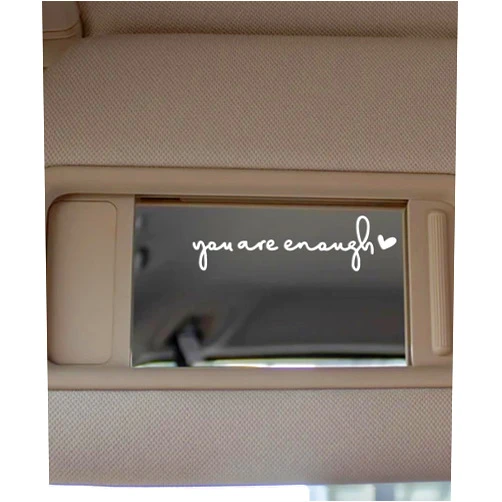 RACOONA 3 Pcs Car Rearview Mirror Decal,Car Accessories Car Stickers Car Decals,Funny Car Stickers and Decals,Stickers for Cars,You are Enough Auto Window Stickers for Rearview Window Mirrors (White)
