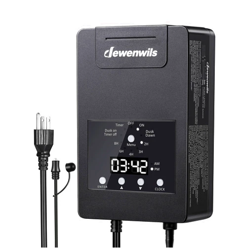DEWENWILS 120W Low Voltage Transformer with Photocell Sensor & Timer, 120V AC to 12V DC, Weatherproof Landscape Lighting Transformer for Spotlights, Garden Lights, Steplight, Billboard…
