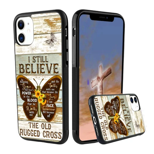 TMOYSENP Butterfly Cross I Still Believe The Old Rugged Cross Phone case for iPhone 16 15 14 13 12 11 Pro Max Galaxy S25 S24 S23 S22 S21 FE Ultra Plus Note 20 A16 A15 A14 A54 A13