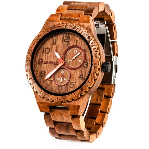BEWELL Wood Watches for Men Analog Quartz Date Retro Handcraft Lightweight Wooden Wristwatch W154A