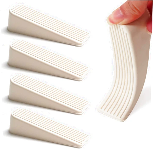 Rannb Door Stopper Door Stop Wedge Non Scratching Door Holder Small White - Pack of 4