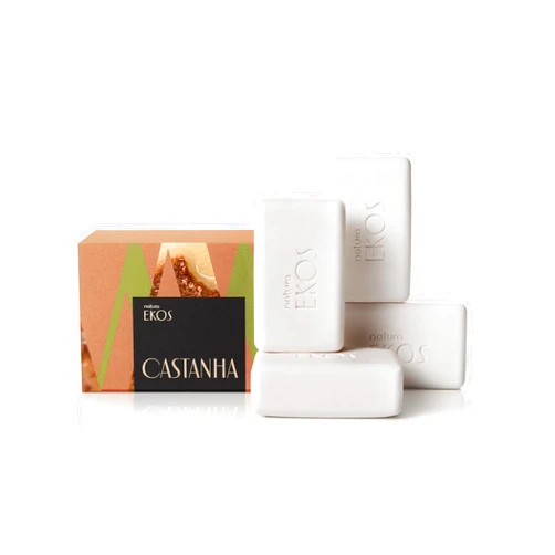 natura - Ekos Castanha (Brazil Nut) Creamy Bar Soap Set (4 Pack) - 4 Creamy Soap Bars - 97% Natural - 100% Pure Vegetable Oils - Vegan Skin Care - Brazilian Beauty Secrets - Self Care - 3.5oz (100g)