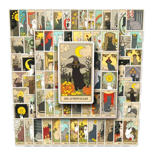 HXMIN Tarot Stickers Pack 78Pcs Astrology Stickers Divination Decals,Vinyl Aesthetic Waterproof Stickers, Laptop Skateboard Computer Stickers for Kids, Teens, Adults(Tarot,78Pcs)