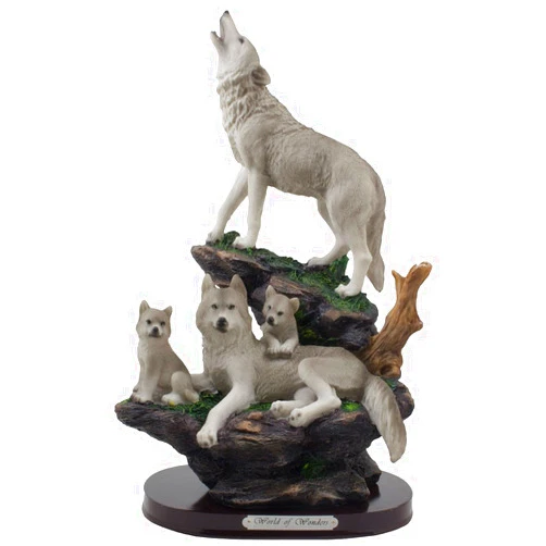 Home 'n Gifts Howling Wolf and Family on a Rock Statue for Decorative Lodge and Rustic Cabin Decor Sculptures and Figurines & Wildlife Animal, Wolves or Timberwolves Collectible Art Gifts