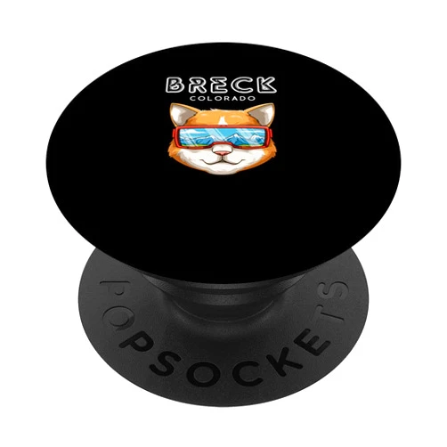 USA Ski Cat Breck Colorado Gift Breck Colorado - Funny Ski and Snowboard Cat PopSockets Swappable PopGrip