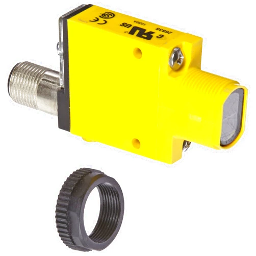 Banner SM312LVQD Mini Beam Photoelectric Sensor, Non-Polarized Retroreflective Sensing Mode, 4-Pin Euro-Style QD Connector, Visible Red LED, 10-30 VDC Supply Voltage, Bipolar (NPN and PNP) Output, 5 m Sensing Range