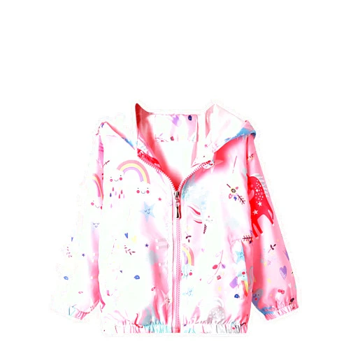 Feidoog Kids Baby Toddler Girls Cartoon Spring Fall Outerwear Windbreaker Zipper Hooded Jackets Coat