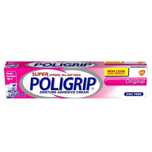SuperNail SUPER POLIGRIP Denture Adhesive Cream Original 2.40 oz (Pack of 6)
