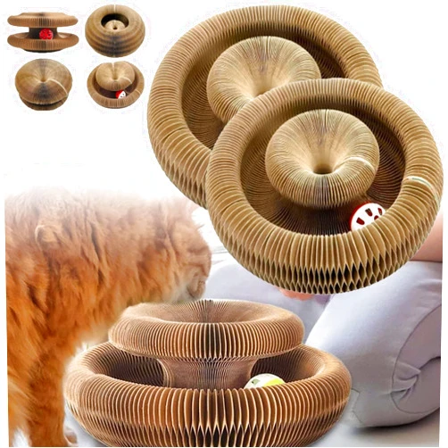 ZENKLET Kitty Kurlz, Kitty Kurlz Cat Toy, Cat Accordion Toy, The Interactive Mental Physical Exercise for Cats, Interactive Scratch Pad Cat Toy with Toy Bell Ball (2Pcs)