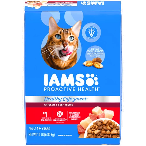 Iams Healthy Enjoyment Dry Cat Food Chicken & Beef Recipe, 15 lb. Bag