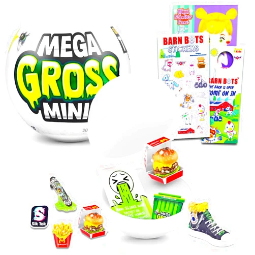 Zuru 5 Surprise Mini Brands Mega Gross Minis Mystery Set - Surprise Series 1 Mini Gross Toys Mystery Bundle Plus Stickers, More | Collectible Mini Toys