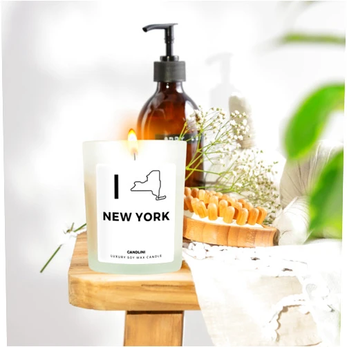 CANDLINI New York State Candle | Luxury Candle Soy Wax Vanilla Blend | Unique Funny Gift Candles Thinking of You Gifts for Any New Yorker | NYC Gift, New York Gift, Gift for New Yorker