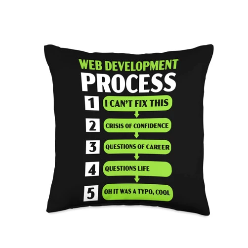Web Developer Website Programmer SteMi Apparel Web Programmer Code Website Development Throw Pillow, 16x16, Multicolor