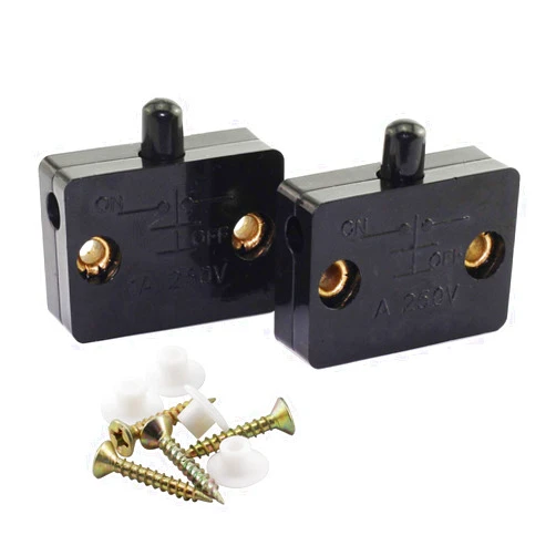 Tegg 2 PCS Cabinet Lamp Switch Wardrobe Touch Switches Drawers Light Switch Open On Close Off Ultrathin Black