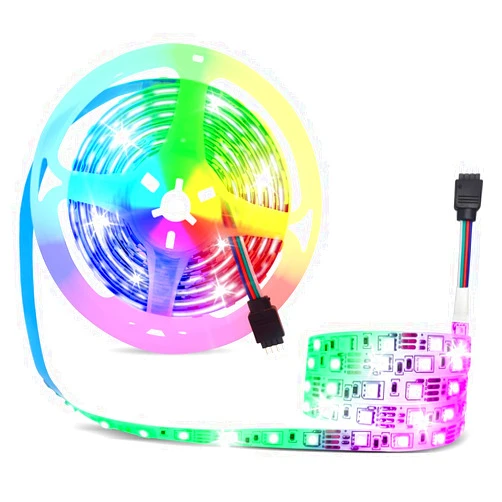 EconoLED 12V Flexible SMD 5050 RGB LED Strip Lights, LED Tape, Multi-Colors, 300 LEDs, Non-Waterproof, Light Strips, Color Changing, Pack of 16.4ft/5m Strips