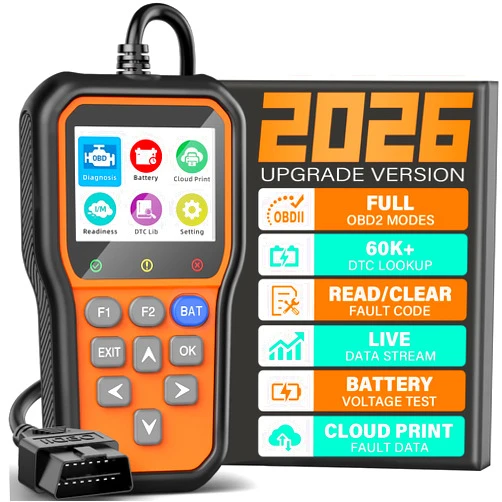 BluSon YM319 OBD2 Scanner Diagnostic Tool with Battery Tester, Check Engine Fault Code Reader with Live Data, Cloud Printing, DTC Lookup, Freeze Frame, Scan Tool for All OBDII Protocol Cars Since 1996