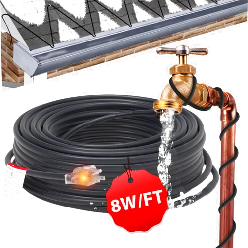 HEATIT 8JHSF1 75ft Heat Tape for Roof and Gutters, Gutter Deicing Cable with 10ft Lighted Plug, Water Pipe Heat Cable, for Ice Dam & Pipe Freeze Protection, ETL Listed 8W/ft 120V