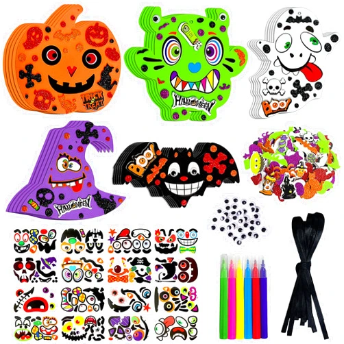 Arciveberg 30 Sets Halloween Crafts for Kids, Halloween Arts and Crafts DIY Foam Stickers Kits, Halloween Decorations Classroom Activities Party Supplies