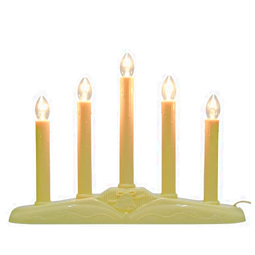 GOOTHY 5 Lights Electric Window Candle Lamp, 1 Pack Christmas Electric Candoliers Ivory Base with 6 Clear C7 Bulb (1 Spare Bulb), 5 Watt, 3Ft Cord, Candle Lamp Plug in and Ready to Use