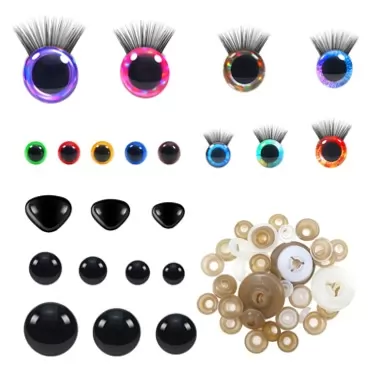 TOAOB THE ONE AND ONLY BABY TOAOB 100pcs Safety Eyes and Noses with Washers 10mm to 30mm Glitter Safety Eyes and Eyelashes Colorful Plastic Craft Crochet Eyes for Amigurumis DIY Puppet Bear Stuffed Animal Doll Making