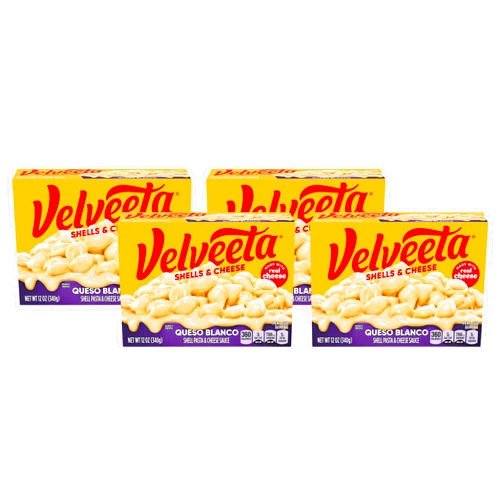 Velveeta Shells & Cheese Queso Blanco Shell Pasta & Cheese Sauce, Holiday Recipes (12 oz Box) (Pack of 4)
