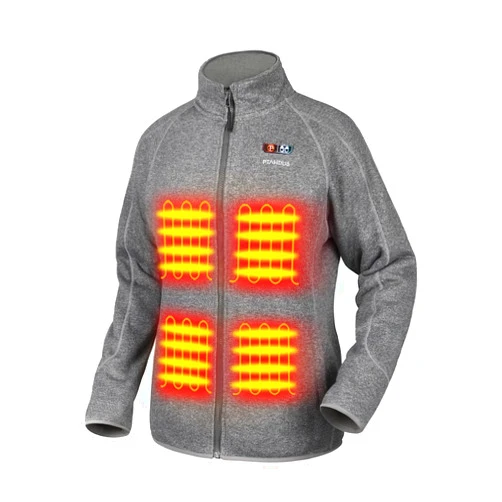 PTAHDUS Women's Heated Fleece Jacket 5 Heat Zones Battery Pack Included, with Hand Warmer Pocket for Outdoor