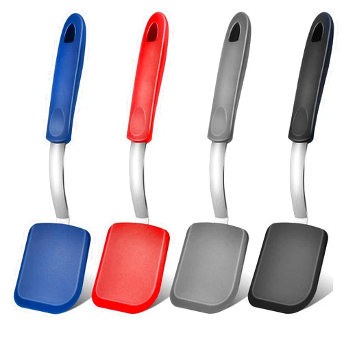 Elesunory 4 pcs Silicone Spatula, Heat Resistant Silicone Cookie Spatula Turner, No Scratch Flipper Baking Utensils, Small Spatulas Turner for Nonstick Cookware, Pancake (Gray, Blue, Black, Red)