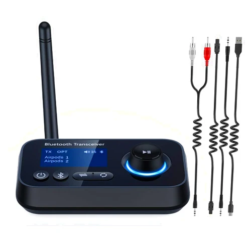 Ifofo Bluetooth 5.3 Transmitter Receiver 3-in-1 Wireless Bluetooth Audio Adapter for Tv/Home Stereo/Old Speakers/Music Streaming Sound System Pair 2 Devices Long Range Low Latency RCA/Optical/Aux