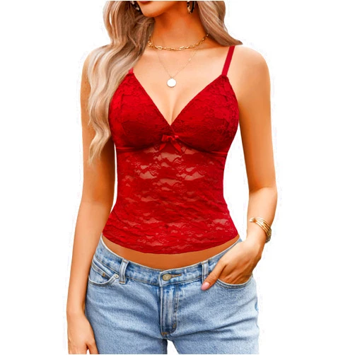 Avidlove Lace Tops for Women V Neck Camisole Top Sleeveless Crop Y2k Tank Going Out Outfits 2025 Trendy
