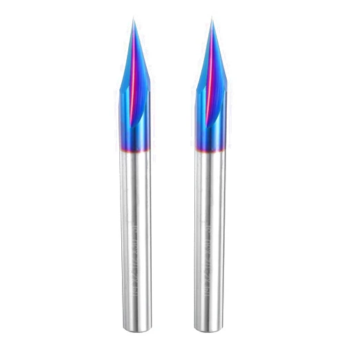 uxcell 2 Pcs 30 Degree V Groove Engraving Router Bit for CNC Tip and 3 Flutes 1/4 Inch Shank Carving Bit Nano Coated Carbide End Mill for Carving Engraving