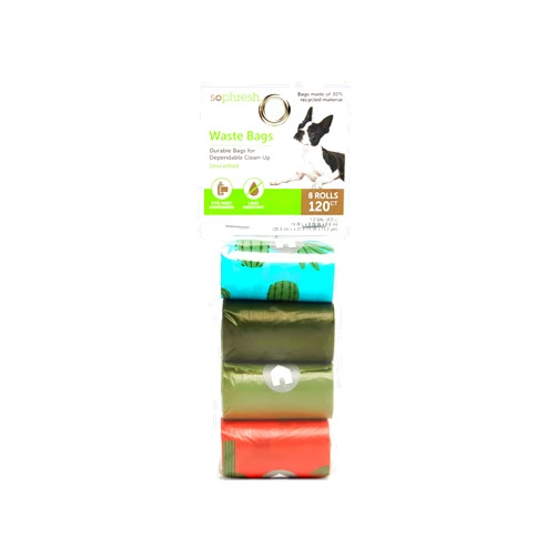 So Phresh Multicolor Cactus-Print Unscented Dog Waste Bags Count of 120