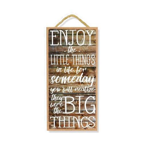 Honey Dew Gifts Wall Hanging Decorative Wood Sign, Enjoy the Little Things in Life for Someday You Will Realize They Were the Big Things 5 inch by 10 inch, Wall Home Decor, 75409