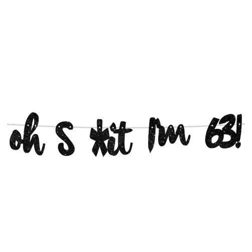 COOSOAR Oh I’m 63! Banner Backdrop Glitter Black Hallo Sixty Three Cheers to 63 Years Old Theme Decor for Man Woman Happy 63rd Birthday Party Photo Studio Prop Kit Flag Decorations Favors Supplies
