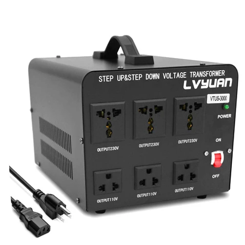 LVYUAN 3000 Watt Voltage Converter Transformer Heavy Duty Step Up/Down AC 110V/120V/220V/240V Power Converter with 3 US Outlets, 3 Universal Outlets, Resettable Circuit Breaker protection