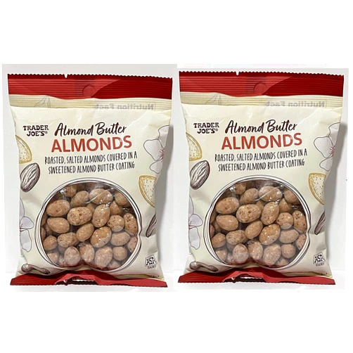 TJ's Trader Joe's Almond Butter Almonds - Roasted, Salted Almonds Covered in a Sweetened Butter Coating 2 Pack