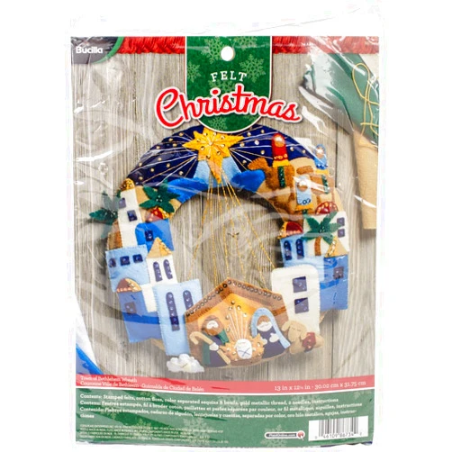 Bucilla Felt Applique Wreath Town of Bethlehem, Size 13 x 12.5-Inch
