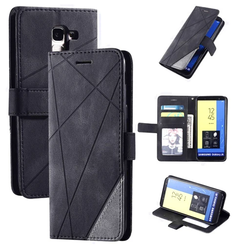 QiongNi Case for Samsung Galaxy J6 2018 Case Cover,Case for Samsung SM-J600F/DS Galaxy J6 2018 / SM-J600G/DS SM-J600FN SM-J600FZ SM-J600L SM-J600N / Galaxy On6 2018 Case Flip Pu Leather Cover Black