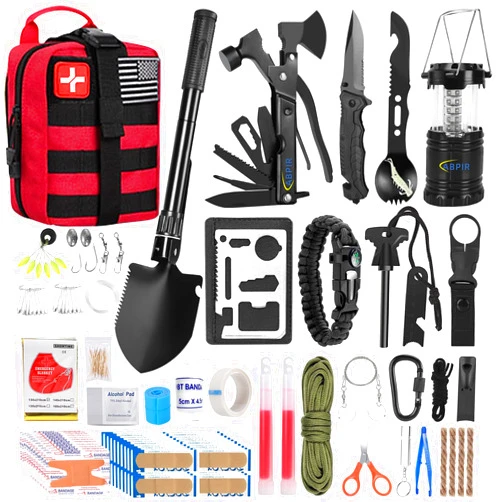 Abpir 170 PCS Survival Kits, Survival First Aid Kit, Trauma Kit with Essential Survival Gear Emergency Medical Supplies for Hiking Camping Backpacking Outdoor Adventure, Gifts for Christmas Him Dad