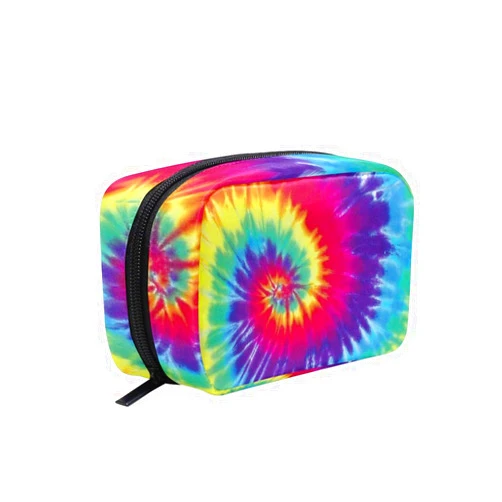 Oumebiu Unicey Purple Rainbow Tie Dye Makeup Bags Portable Tote Cosmetics Bag Travel Cosmetic Organizer Toiletry Bag Make-up Cases for Women