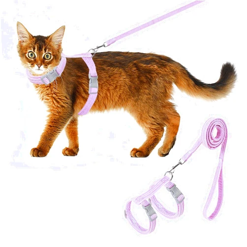 Shudyear Cat Harness, Safety Leash Set for outings and Travelling to Prevent Cats from Escaping - Adjustable Kitten Safety Leash, Soft and Comfortable for Small and Medium Sized Cats(Purple, M)