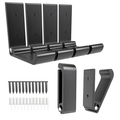AUHSSAN 6Pcs 3'' Folding Coat Hooks Black Foldable Hooks Aluminum Alloy Wall Hooks Headphones Holder Wall Mounted with 12pcs Screws Set for Hanging Coats, Bags, Hat, Towel, Keys