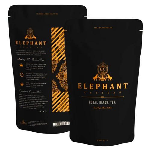 Elephant Chateau Royal Black Tea | 100 Cups | Delicious Iced & Hot | Extra Special Ceylon Loose Leaf | English Breakfast & Afternoon Teatime | Naturally Aromatic Leaves in Bulk Bag | Plain Unsweet Teas