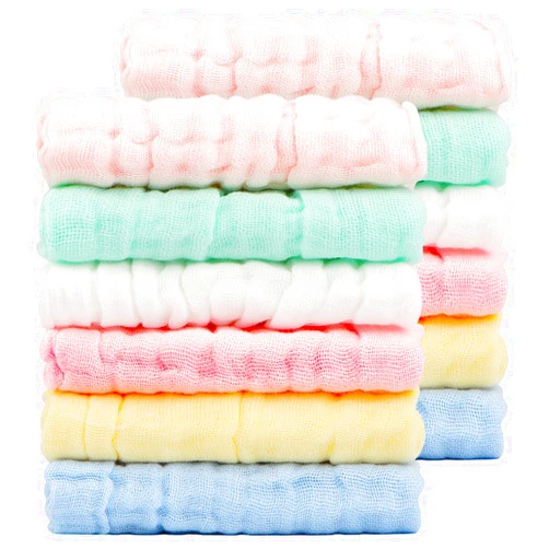 Orighty Muslin Baby Washcloths Pack of 12 - Soft Face Cloths for Newborn, Absorbent Baby Bath and Face Towels, 100% Cotton Babies Wipes, Burp Cloths, Feeding Towels for Babies and Infants - 10 x 10’’