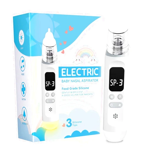Bivni Nasal Aspirator for Baby, Electric Baby Nose Sucker with Adjustable 3 Levels Suction, Rechargeable Booger Sucker for Babies with 8 Light Modes and 3 Nursery Rhymes