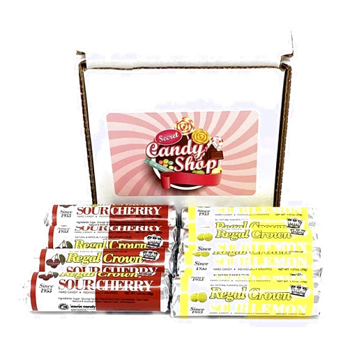 SECRET CANDY SHOP Regal Crown Candy Rolls Variety Pack of 2 Flavors (Sour Cherry & Sour Lemon) (4 of each, Total of 8)