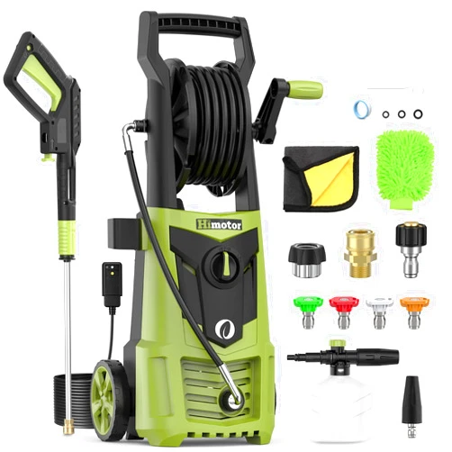HIMOTOR Electric Pressure Washer - 4000PSI 2.8GPM with Nozzle Set, Power Washer with Hose Reel, Foam Cannon Included, Car Wash Machine with Wash Mitt, High Pressure Washer for Deck, Driveway, Patio