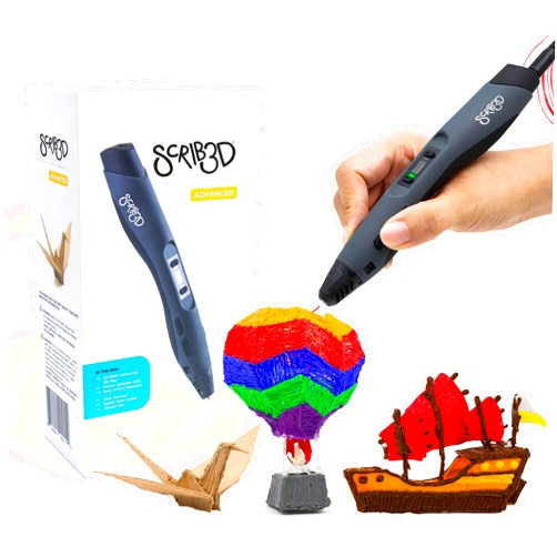 SCRIB3D Advanced 3D Printing Pen with 20 Feet of Filament, Stencil Book, and Project Guide