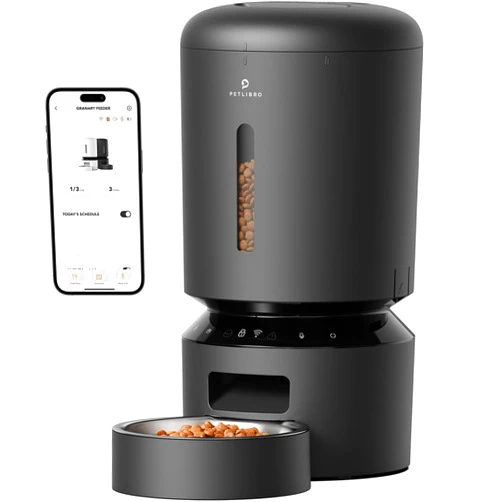 PETLIBRO Automatic Cat Feeder, 5G WiFi Automatic Dog Feeder with Freshness Preservation, 5L Timed Cat Feeder with Low Food Sensor, Up to 10 Meals Per Day, Granary Pet Feeder for Cats, Black