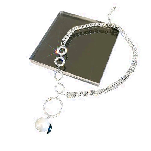 Generic Dituta Fyuan Geometric Circle Rhinestone Choker Necklaces For Women Clavicle Chain Pearl Pendant Necklaces Weddings Jewelry Party Gifts